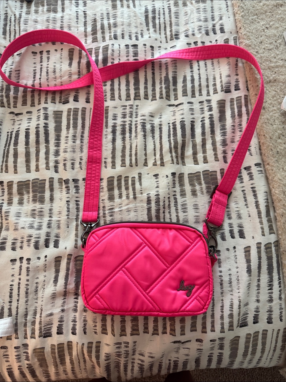 lug Bright Pink Quilted Crossbody Bag